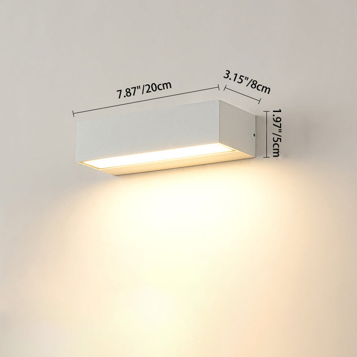 Moderne Minimalistisk Rektangulær Bar Vanntett Aluminium LED Vegglampe For Hage | Luvikno