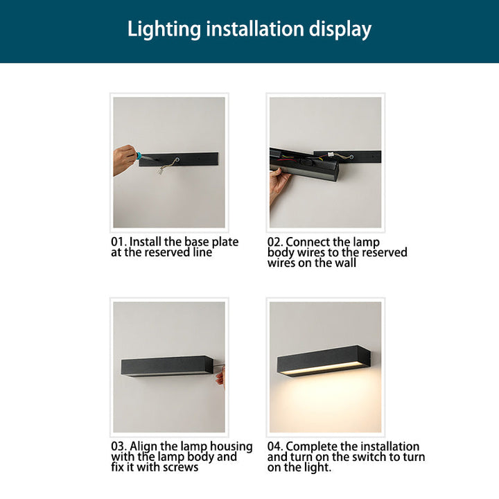 Moderne Minimalistisk Rektangulær Bar Vanntett Aluminium LED Vegglampe For Hage | Luvikno