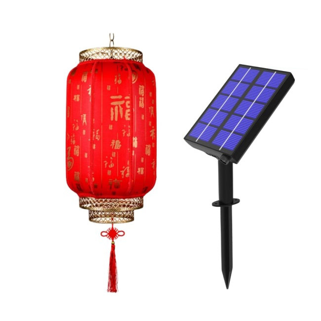 Tradisjonell kinesisk lanterne sol PVC jern LED pendellampe utendørs lys for utendørs uteplass | Luvikno