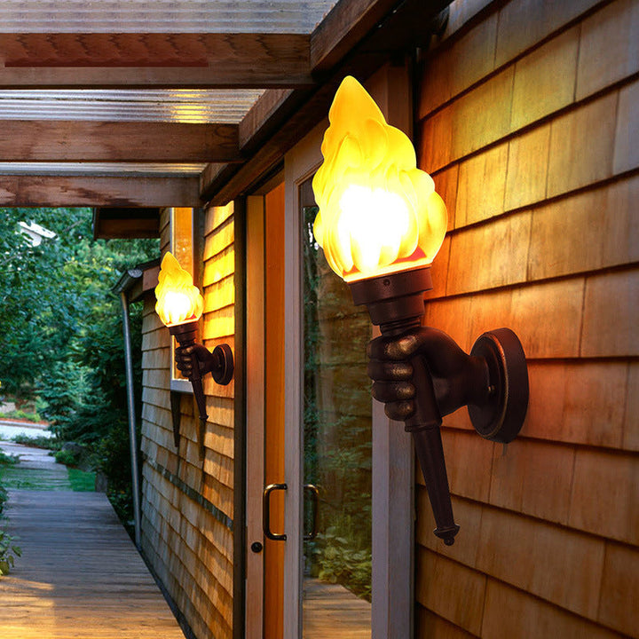Tradisjonell Vintage Fakelbærer Form Glass Aluminium 1-Lys Vegglampe For Utendørs Patio | Luvikno