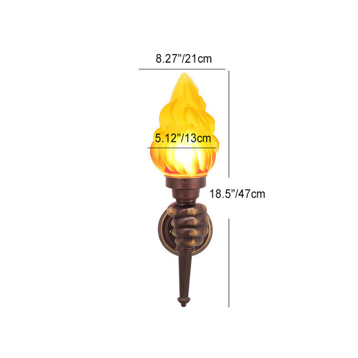Tradisjonell Vintage Fakelbærer Form Glass Aluminium 1-Lys Vegglampe For Utendørs Patio | Luvikno