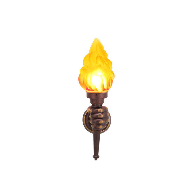 Tradisjonell Vintage Fakelbærer Form Glass Aluminium 1-Lys Vegglampe For Utendørs Patio | Luvikno