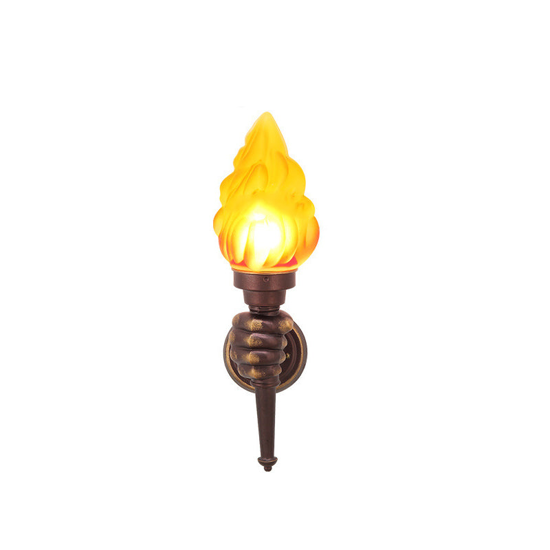 Tradisjonell Vintage Fakelbærer Form Glass Aluminium 1-Lys Vegglampe For Utendørs Patio | Luvikno