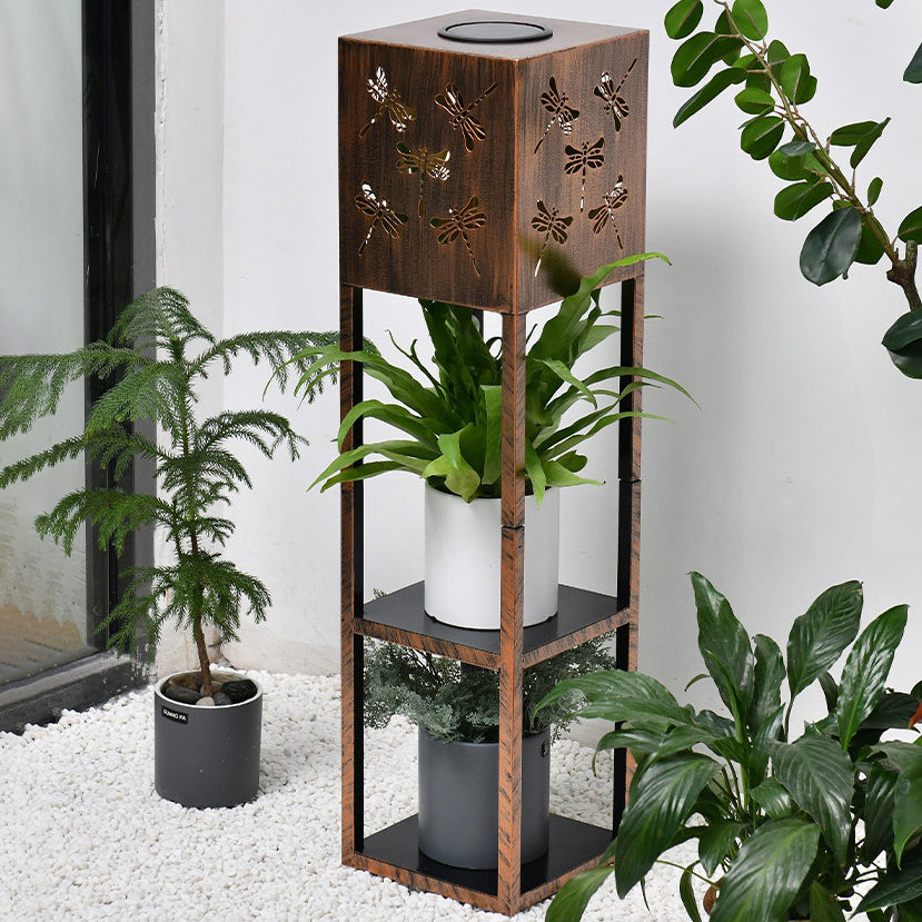 Moderne Minimalistisk Rektangel Sommerfugl Kolibri Gulvflue Jern LED Utendørs Lys For Hage | Luvikno