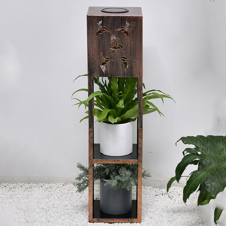 Moderne Minimalistisk Rektangel Sommerfugl Kolibri Gulvflue Jern LED Utendørs Lys For Hage | Luvikno