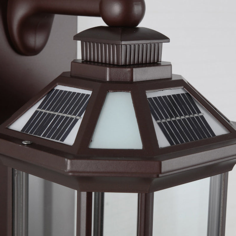 Tradisjonell Vintage Oktagonal Firkantet Vanntett Glass Aluminium 1-Lykt Vegglampe For Utendørs Terrasse | Luvikno