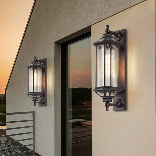 Tradisjonell Vintage Oktagonal Firkantet Vanntett Glass Aluminium 1-Lykt Vegglampe For Utendørs Terrasse | Luvikno