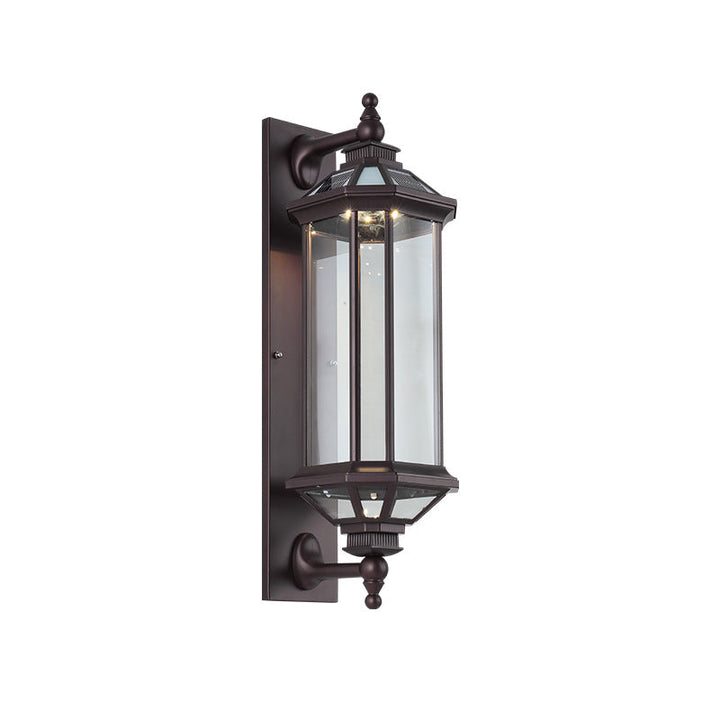 Tradisjonell Vintage Oktagonal Firkantet Vanntett Glass Aluminium 1-Lykt Vegglampe For Utendørs Terrasse | Luvikno