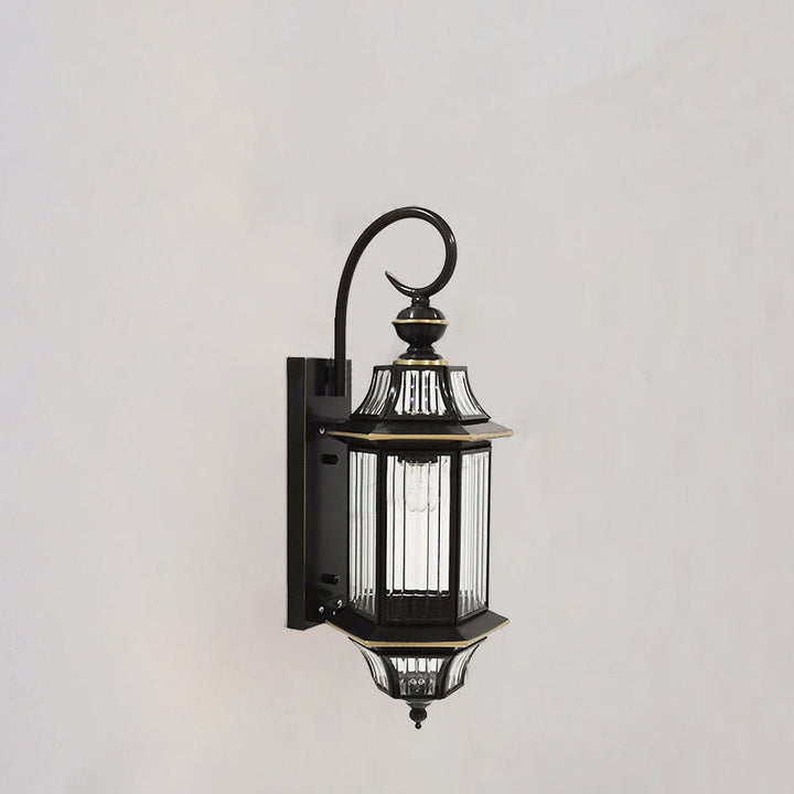 Tradisjonell Vintage Rund Sylinder Glass Kobber 1-Lys Vegglampe For Hage | Luvikno