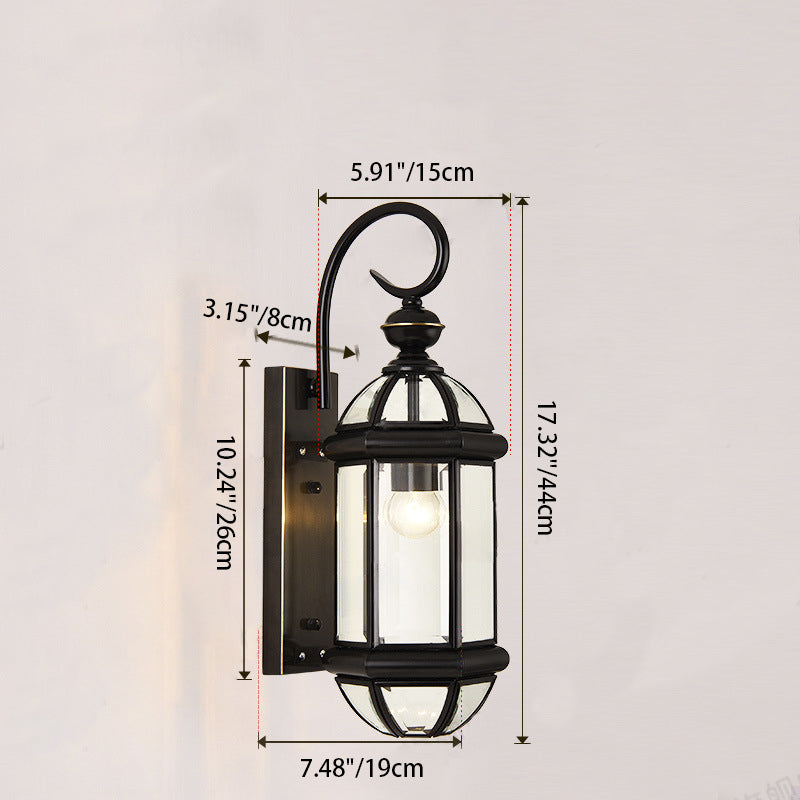 Tradisjonell Vintage Rund Sylinder Glass Kobber 1-Lys Vegglampe For Hage | Luvikno