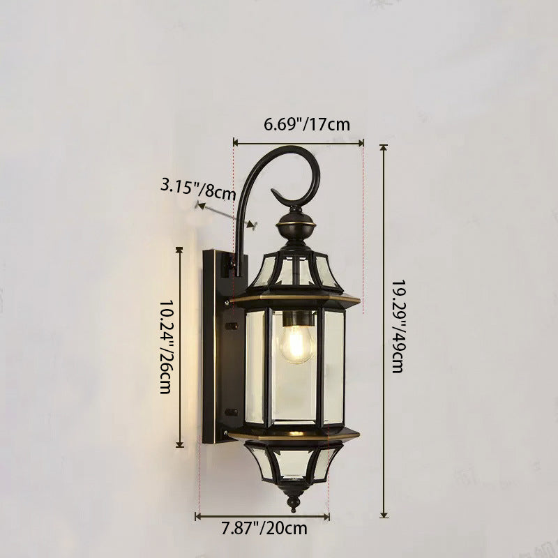 Tradisjonell Vintage Rund Sylinder Glass Kobber 1-Lys Vegglampe For Hage | Luvikno