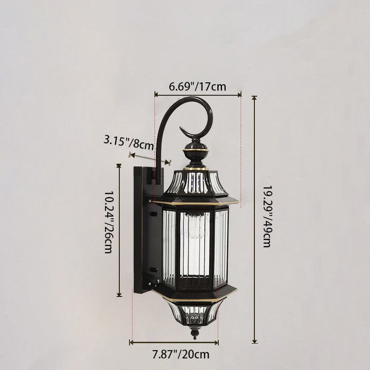 Tradisjonell Vintage Rund Sylinder Glass Kobber 1-Lys Vegglampe For Hage | Luvikno