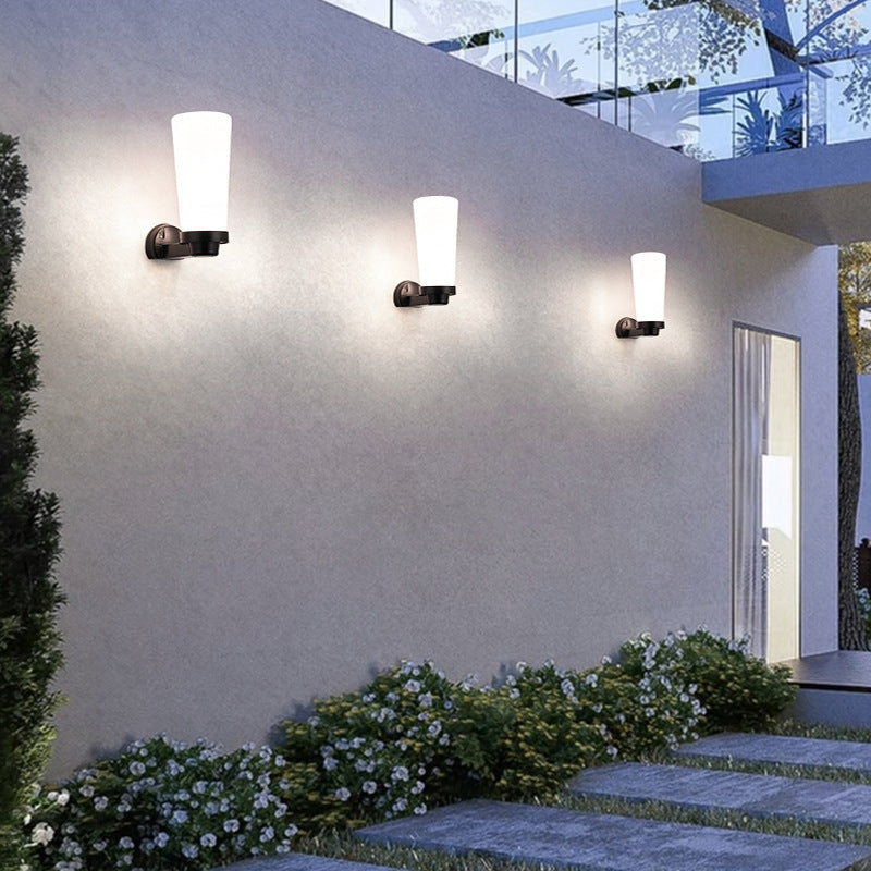 Moderne Enkelhet Blomst Kegle Firkantet Sylinder Ball Akryl ABS Jern 1-Lys Vegglampe For Utendørs Patio | Luvikno