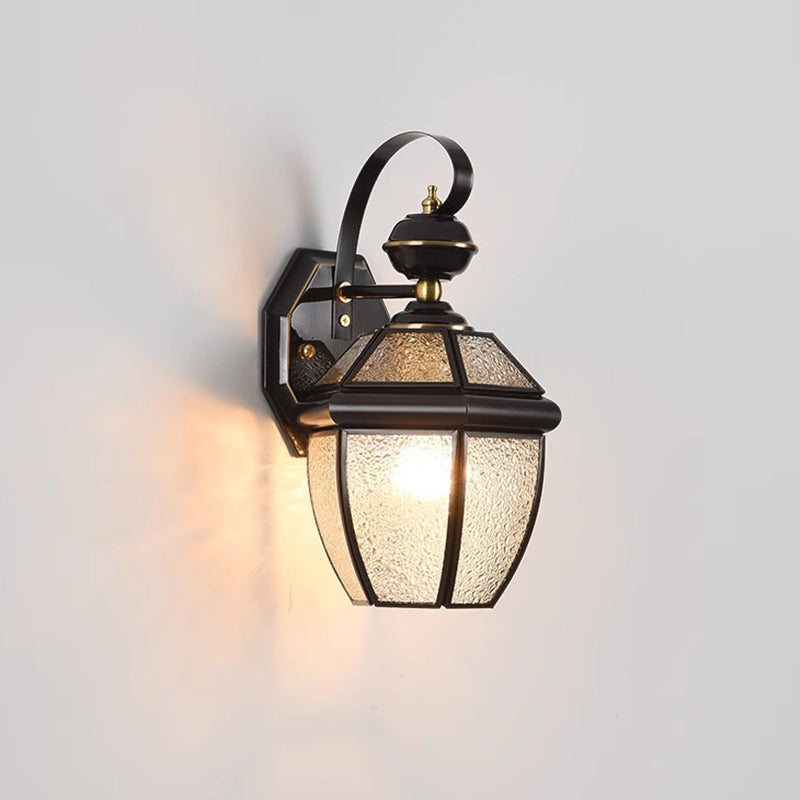 Moderne nordisk rom firkantet glass kobber 1-lys vegglampe for uteplass | Luvikno