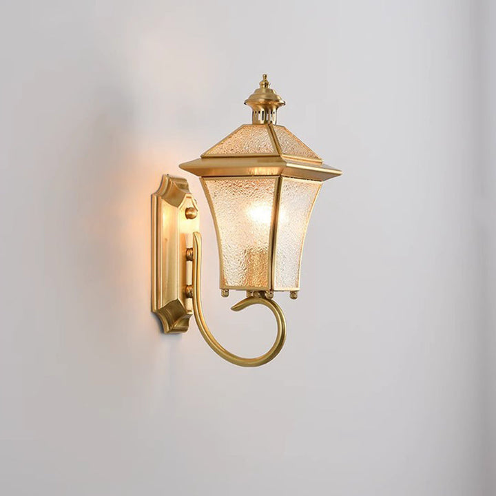 Moderne nordisk rom firkantet glass kobber 1-lys vegglampe for uteplass | Luvikno