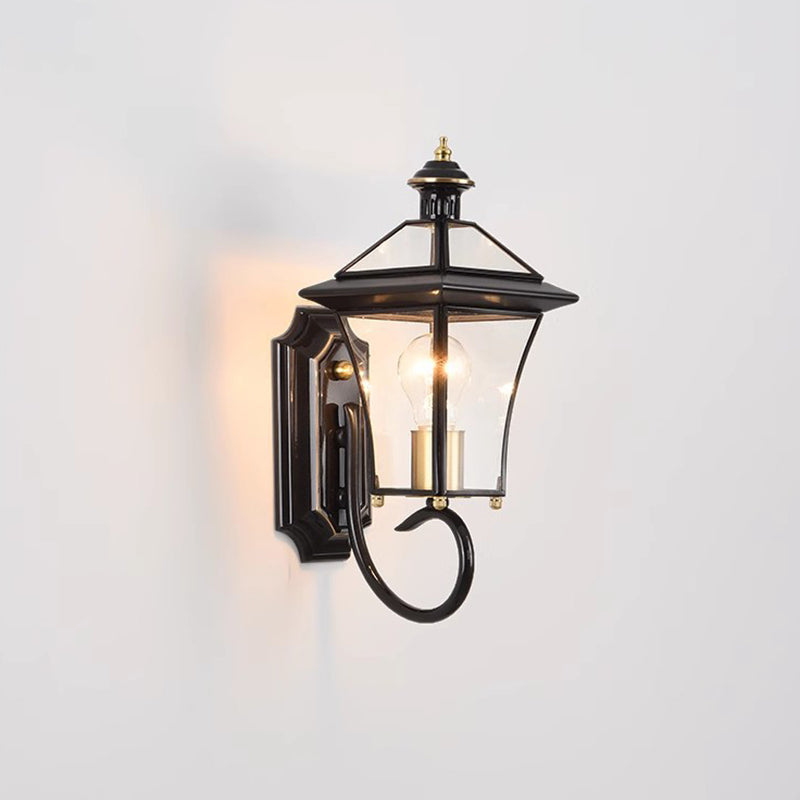 Moderne nordisk rom firkantet glass kobber 1-lys vegglampe for uteplass | Luvikno