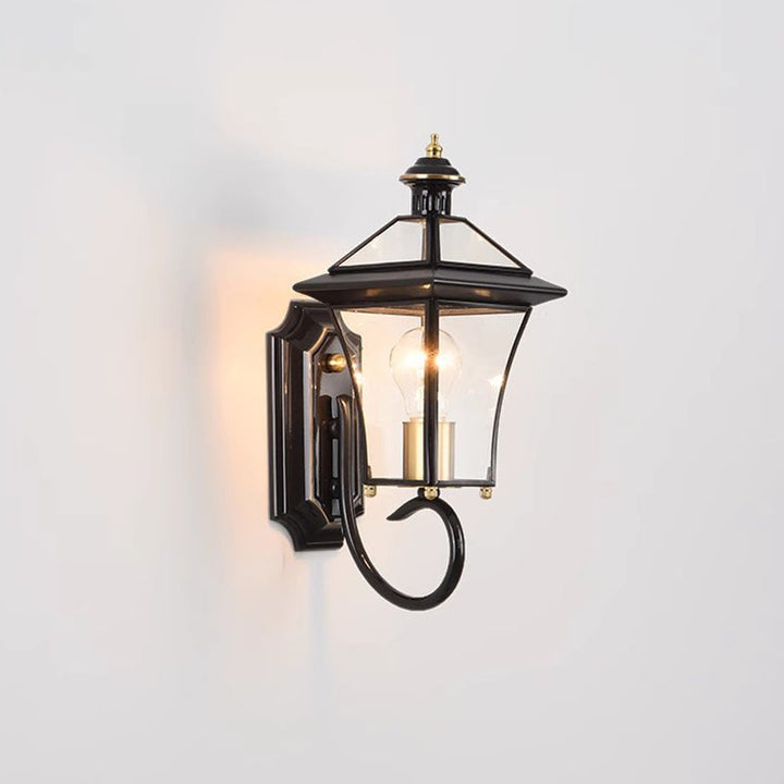 Moderne nordisk rom firkantet glass kobber 1-lys vegglampe for uteplass | Luvikno