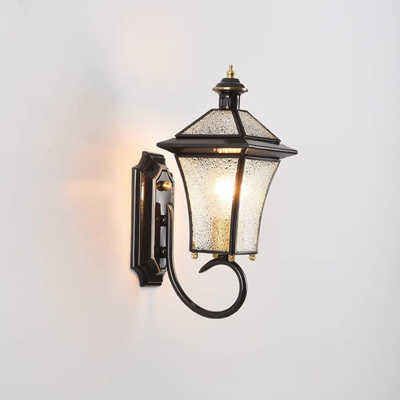Moderne nordisk rom firkantet glass kobber 1-lys vegglampe for uteplass | Luvikno