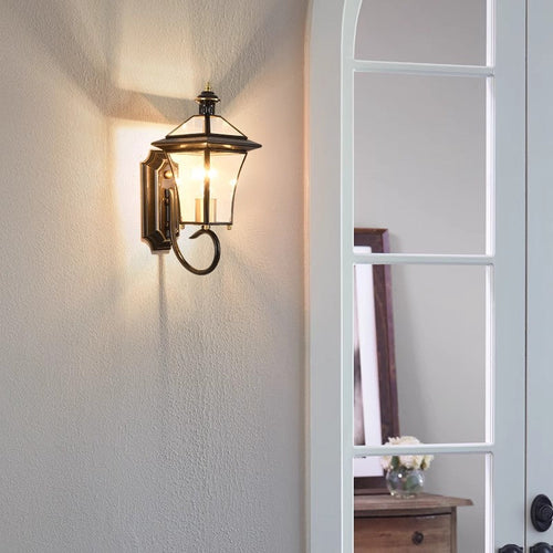Moderne nordisk rom firkantet glass kobber 1-lys vegglampe for uteplass | Luvikno