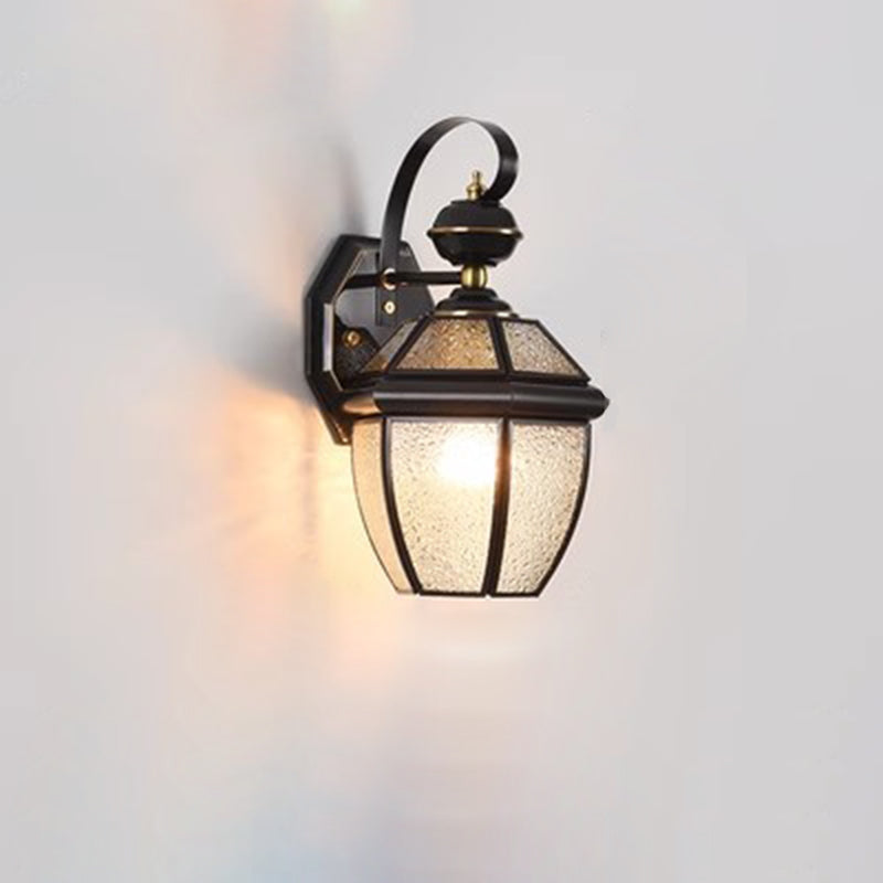 Moderne nordisk rom firkantet glass kobber 1-lys vegglampe for uteplass | Luvikno