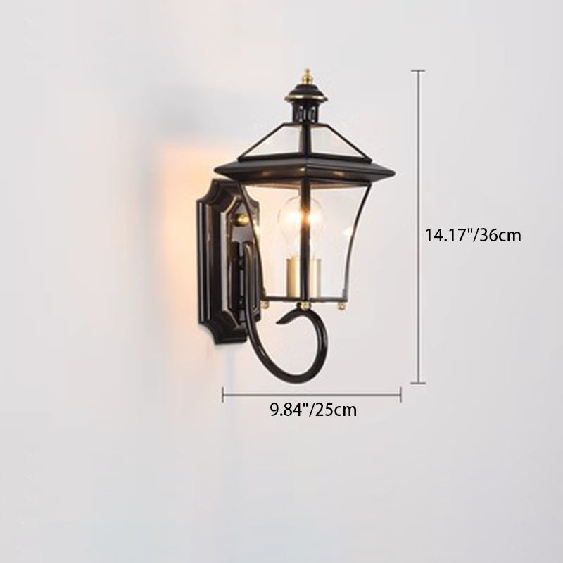 Moderne nordisk rom firkantet glass kobber 1-lys vegglampe for uteplass | Luvikno