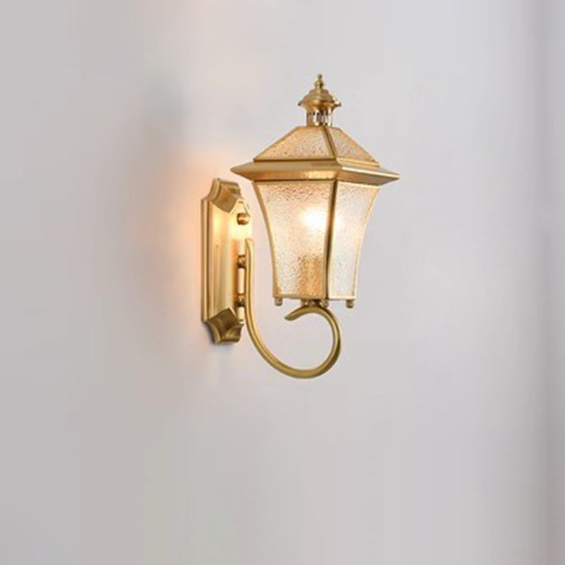 Moderne nordisk rom firkantet glass kobber 1-lys vegglampe for uteplass | Luvikno