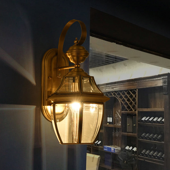 Moderne Skandinavisk Sekskantet Rund Firkantet Glass Messing 1/3 Lys Vegglampe For Hage | Luvikno