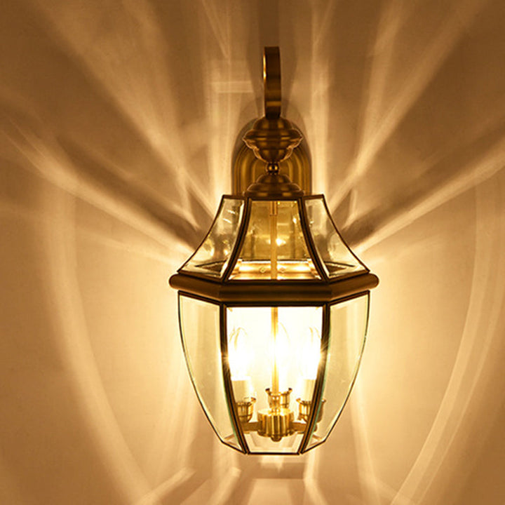 Moderne Skandinavisk Sekskantet Rund Firkantet Glass Messing 1/3 Lys Vegglampe For Hage | Luvikno
