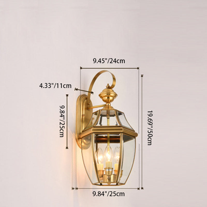 Moderne Skandinavisk Sekskantet Rund Firkantet Glass Messing 1/3 Lys Vegglampe For Hage | Luvikno