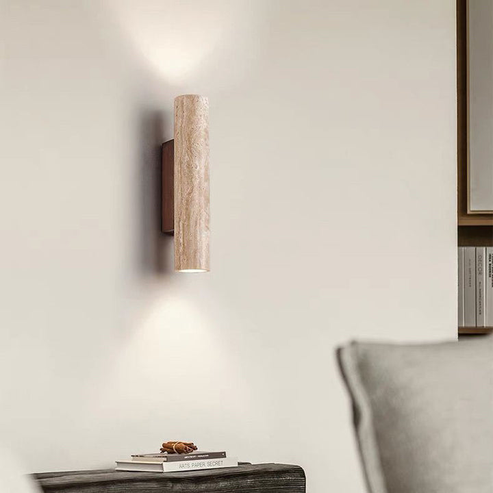 Luvikno | Nordivea Travertin Vegglampe | Skandinavisk Design | 2-Lys | Tre & Travertin