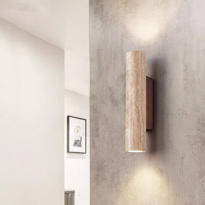 Luvikno | Nordivea Travertin Vegglampe | Skandinavisk Design | 2-Lys | Tre & Travertin