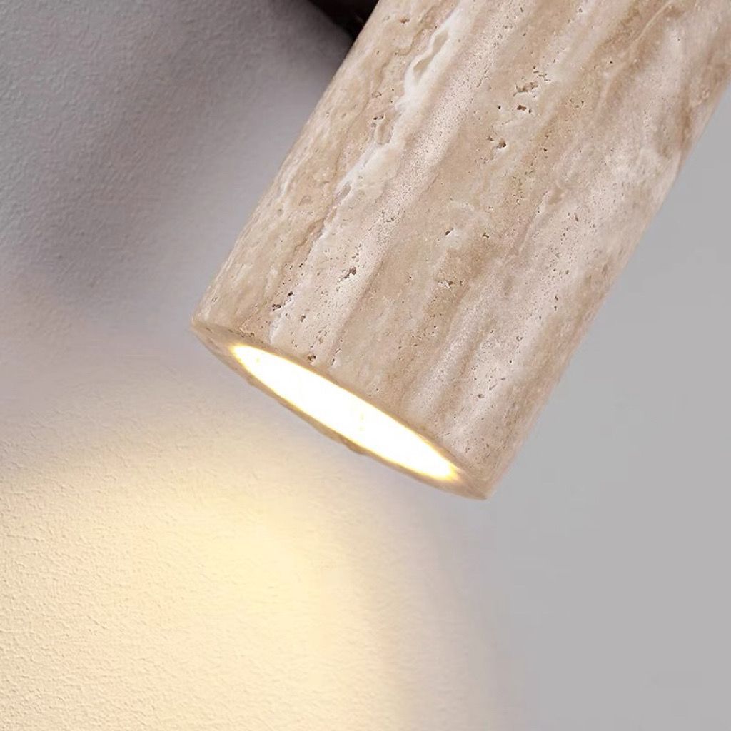Luvikno | Nordivea Travertin Vegglampe | Skandinavisk Design | 2-Lys | Tre & Travertin