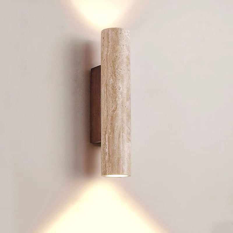 Luvikno | Nordivea Travertin Vegglampe | Skandinavisk Design | 2-Lys | Tre & Travertin