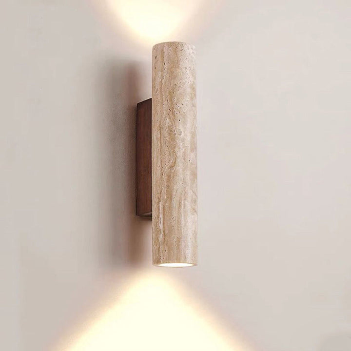 Luvikno | Nordivea Travertin Vegglampe | Skandinavisk Design | 2-Lys | Tre & Travertin