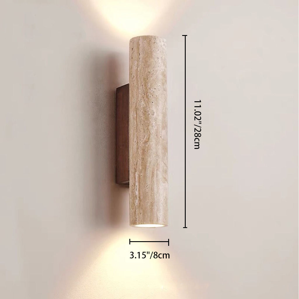 Luvikno | Nordivea Travertin Vegglampe | Skandinavisk Design | 2-Lys | Tre & Travertin