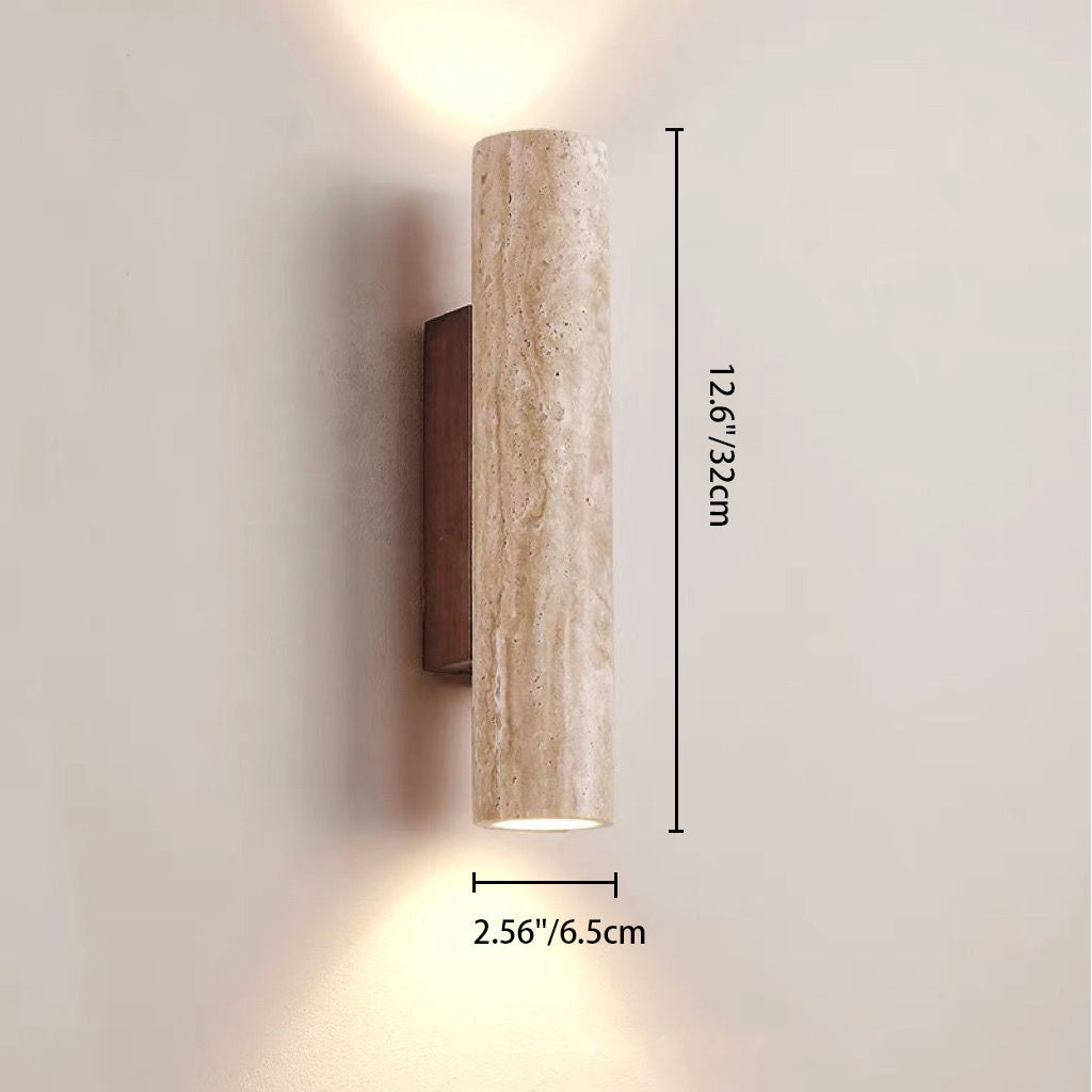 Luvikno | Nordivea Travertin Vegglampe | Skandinavisk Design | 2-Lys | Tre & Travertin