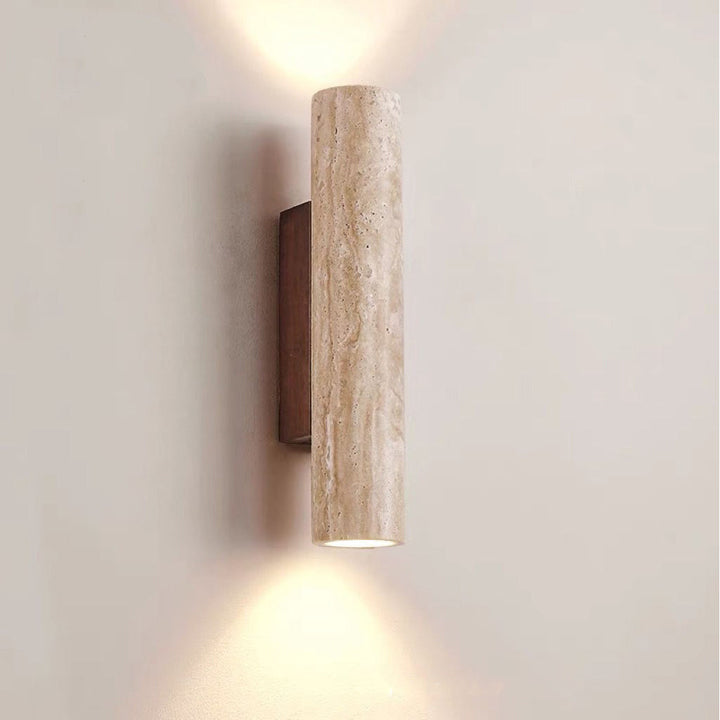 Luvikno | Nordivea Travertin Vegglampe | Skandinavisk Design | 2-Lys | Tre & Travertin