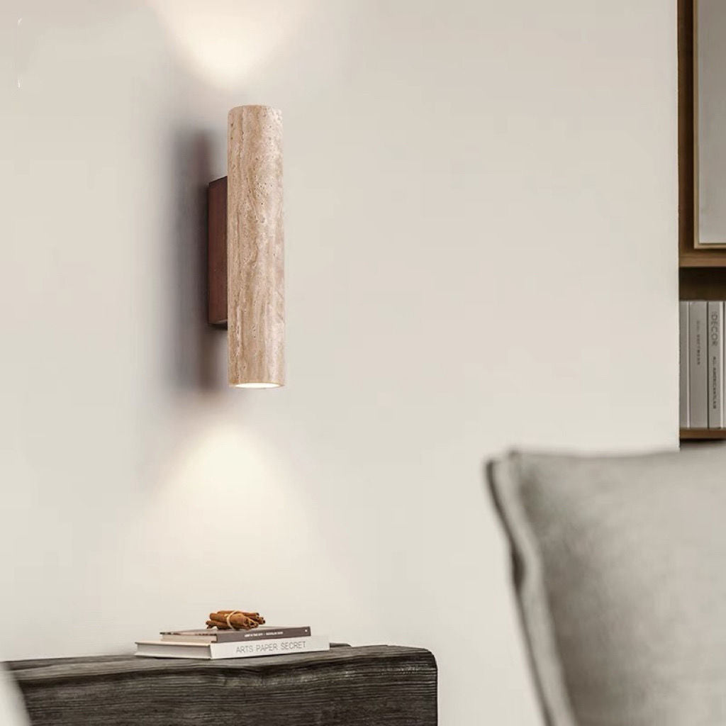 Luvikno | Nordivea Travertin Vegglampe | Skandinavisk Design | 2-Lys | Tre & Travertin