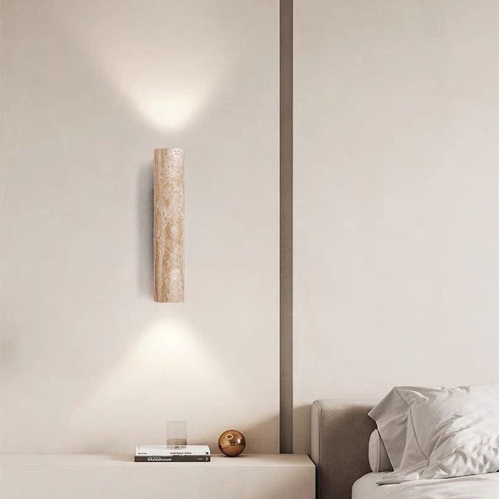 Luvikno | Nordivea Travertin Vegglampe | Skandinavisk Design | 2-Lys | Tre & Travertin