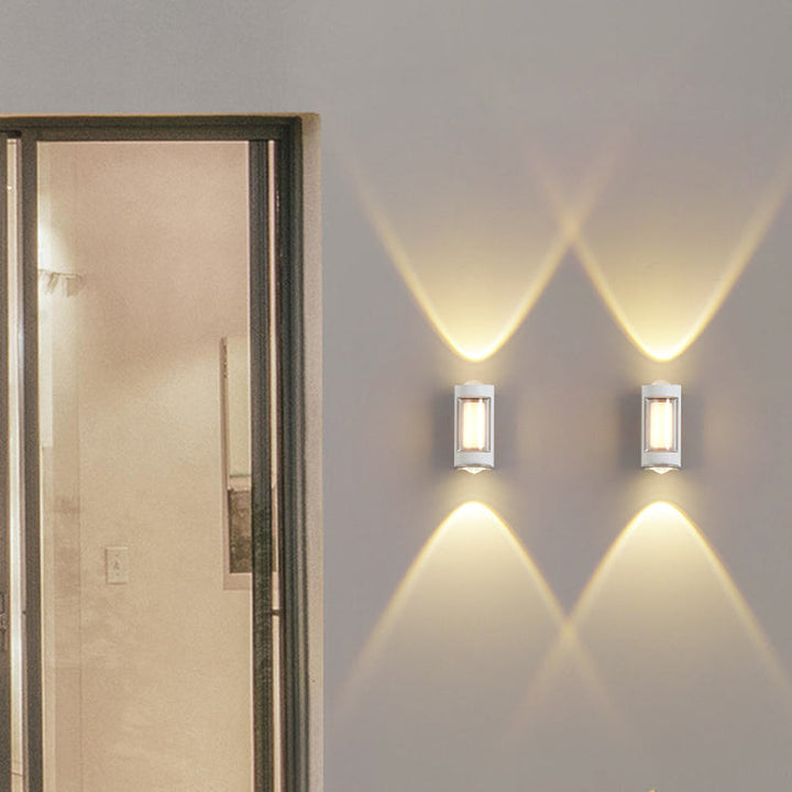 Moderne Enkelhet Rektangulær Rund Diamond PC Aluminium LED Vegglampe For Hage | Luvikno