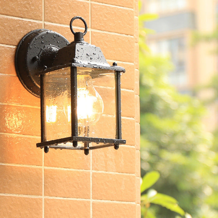 Moderne minimalistisk firkantet rektangulær rund glass aluminium 1-lampe vegglampe for hagen | Luvikno