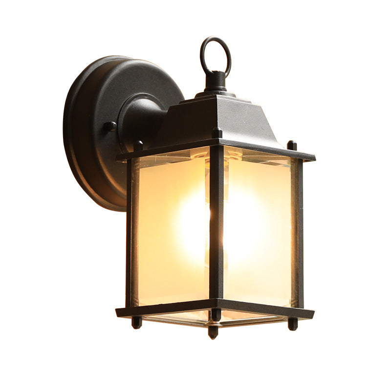 Moderne minimalistisk firkantet rektangulær rund glass aluminium 1-lampe vegglampe for hagen | Luvikno
