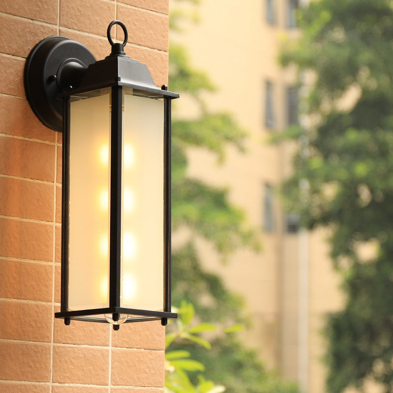 Moderne minimalistisk firkantet rektangulær rund glass aluminium 1-lampe vegglampe for hagen | Luvikno