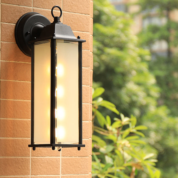 Moderne minimalistisk firkantet rektangulær rund glass aluminium 1-lampe vegglampe for hagen | Luvikno