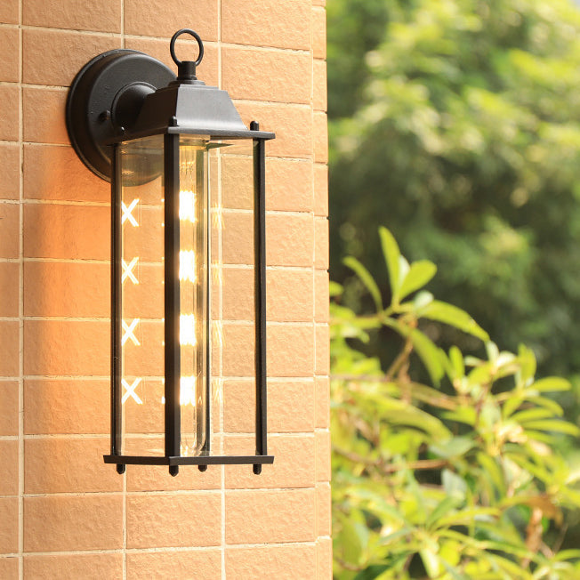 Moderne minimalistisk firkantet rektangulær rund glass aluminium 1-lampe vegglampe for hagen | Luvikno