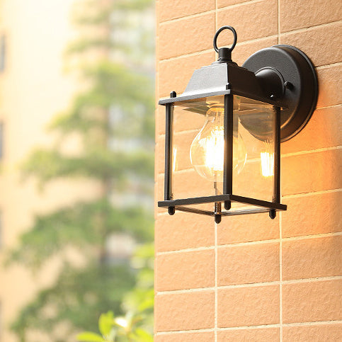 Moderne minimalistisk firkantet rektangulær rund glass aluminium 1-lampe vegglampe for hagen | Luvikno