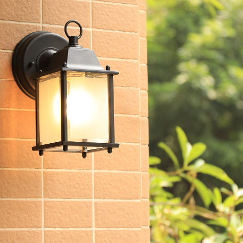Moderne minimalistisk firkantet rektangulær rund glass aluminium 1-lampe vegglampe for hagen | Luvikno