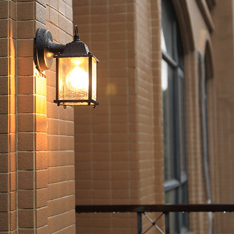Moderne minimalistisk firkantet rektangulær rund glass aluminium 1-lampe vegglampe for hagen | Luvikno