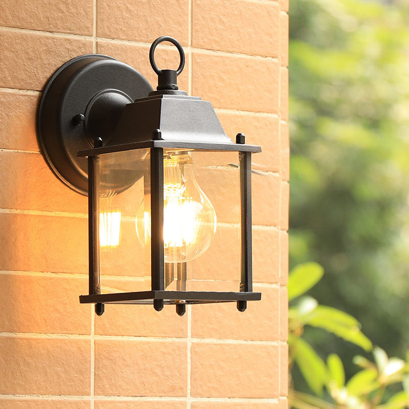 Moderne minimalistisk firkantet rektangulær rund glass aluminium 1-lampe vegglampe for hagen | Luvikno