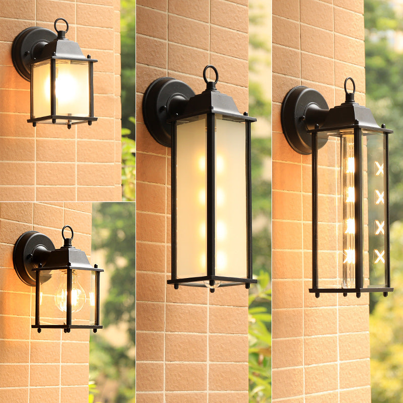 Moderne minimalistisk firkantet rektangulær rund glass aluminium 1-lampe vegglampe for hagen | Luvikno